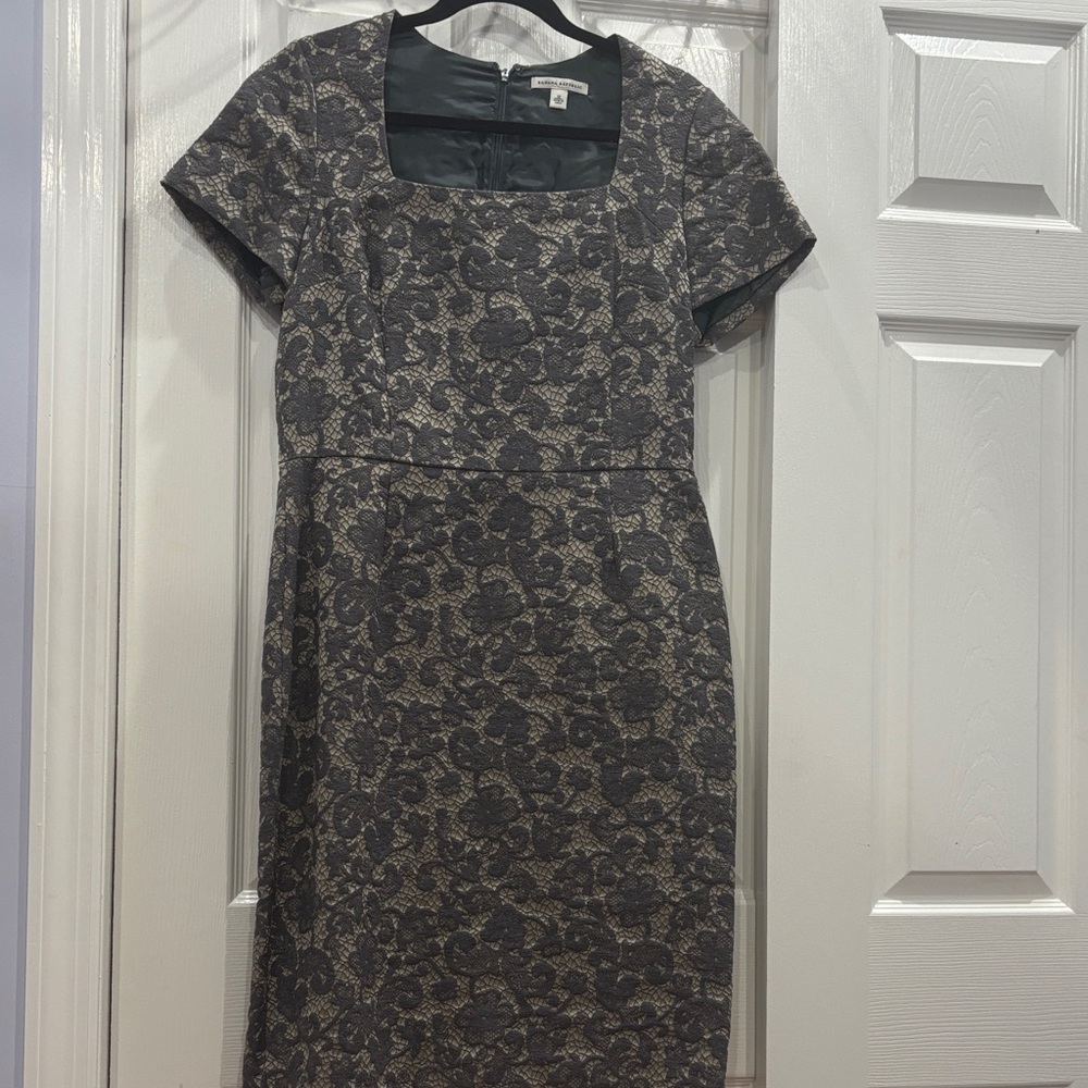 Banana Republic Gray and Cream Patterned Midi Dress